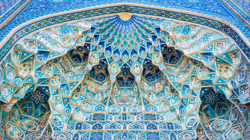Vakre bl fliser i Gur-e-Amir Mausoleet