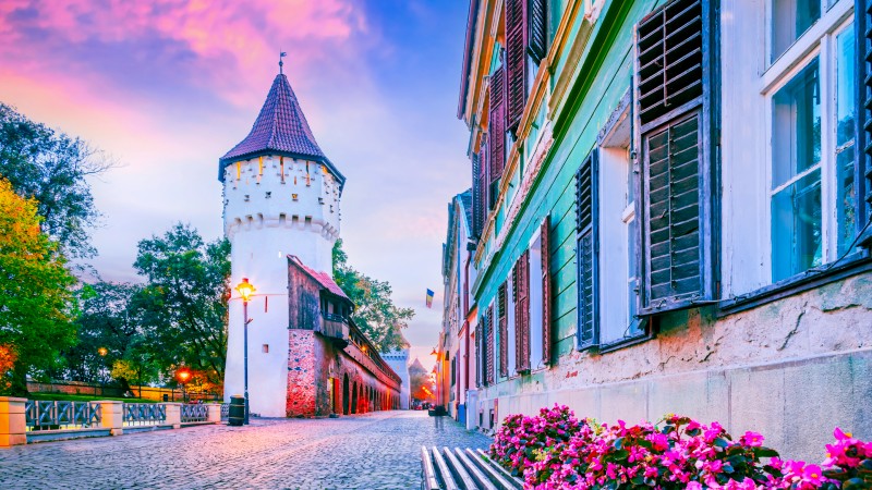 Hyggelig gate i Sibiu